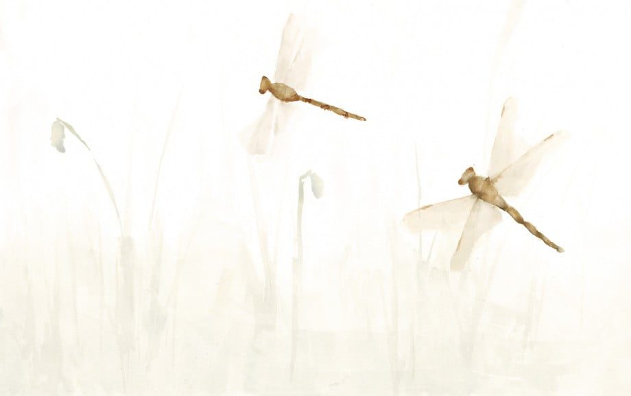 libelula - papel pintado a mano color " Grey"